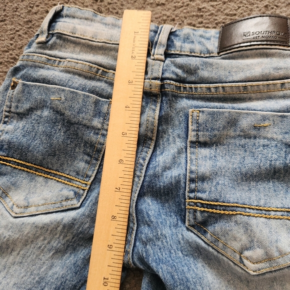 SOUTH POLE Boys Stacked Jeans Size 8 Distressed Denim 5 Pocket Grunge Acid Wash - Picture 9 of 12